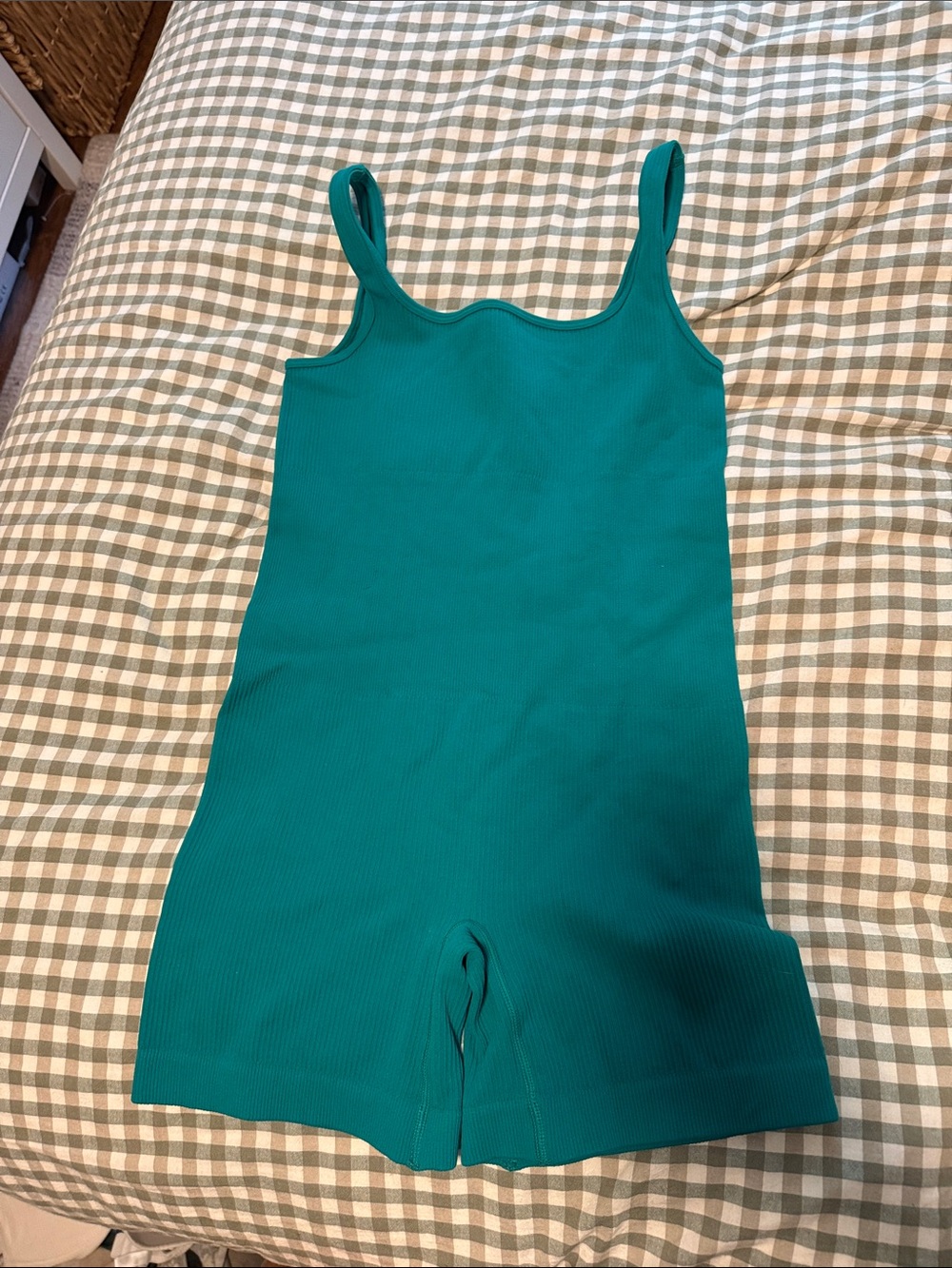Amazon Teal Ribbed Tank Romper
